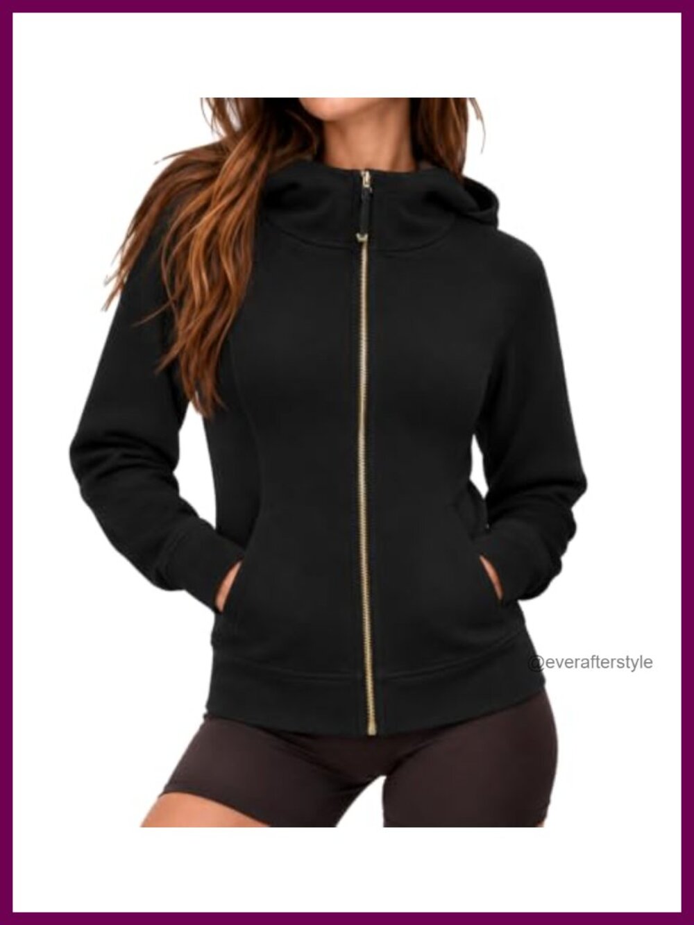 Womens Gold Full Zip Up Hoodie Cotton Sweatshirt Fitted Athletic Jacket
